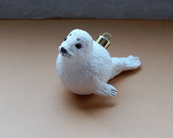 christmas ornament figurine seal and polar bear by christmas ornament figurine seal and polar bear by