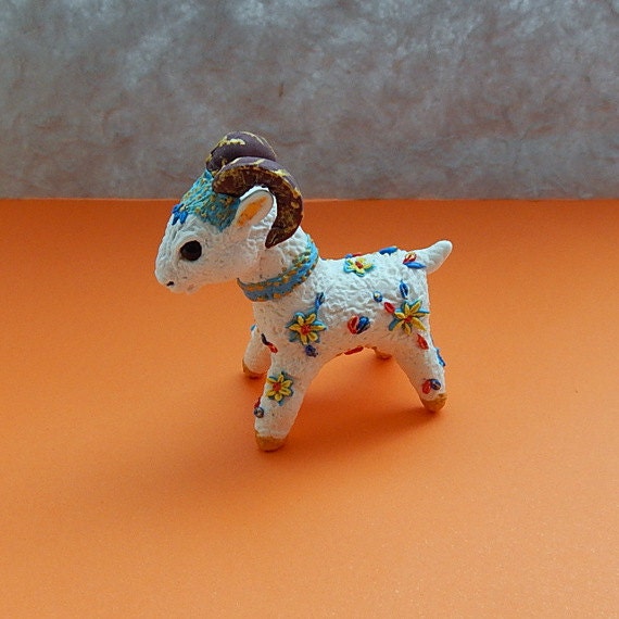 Items similar to Figurine sheep of clay, ram sculpture, animal totem