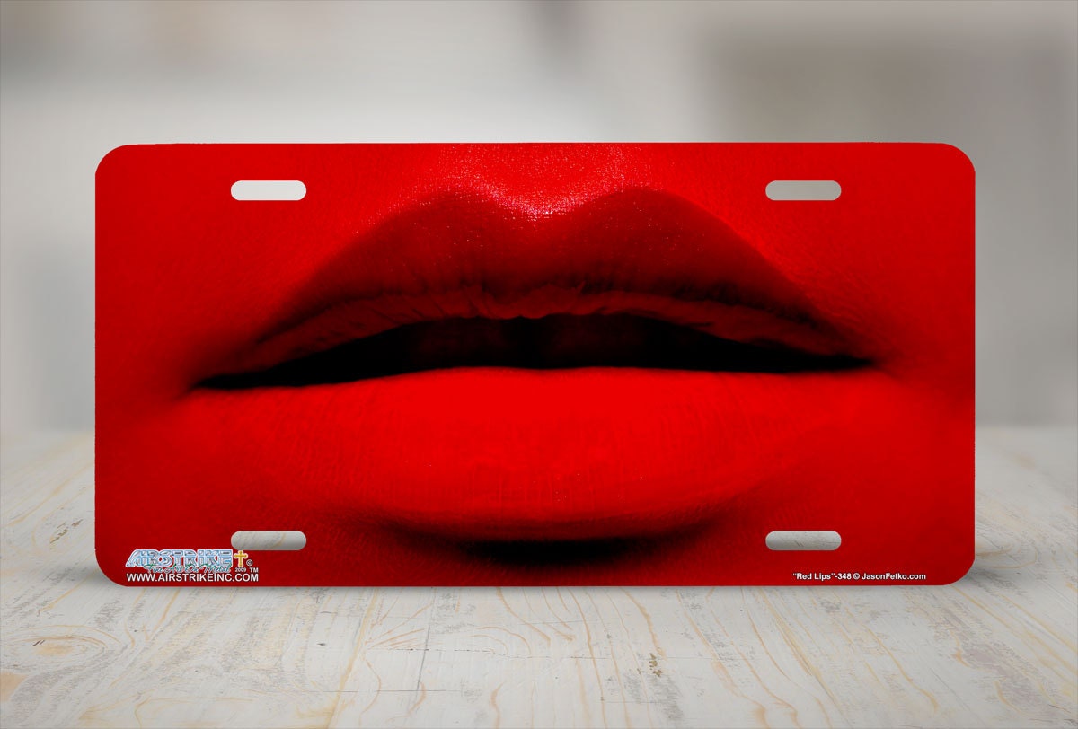 Red Lips License Plate Red Lips Car Tag Red Lips Front
