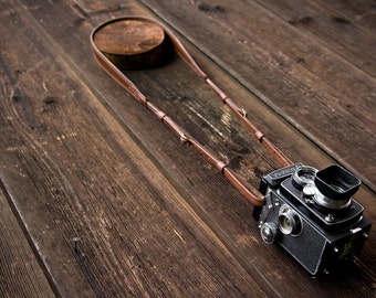 Long Leather Camera Strap - Whiskey