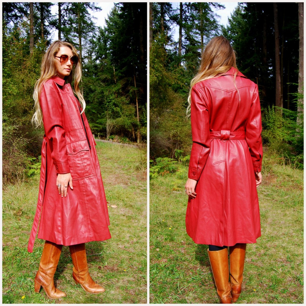 70s Pacific Trail Matte Vinyl Trench Coat Large by SurfandtheCity