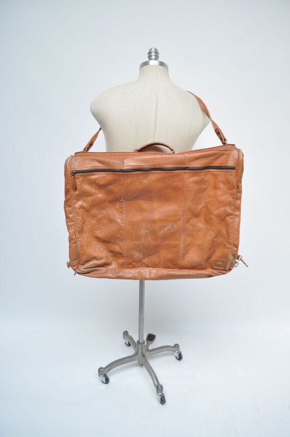 vintage leather garment bag luggage carry on by goodbyeheartwoman