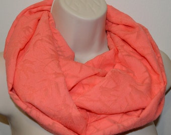 Coral infinity scarf, coral scarf, women scarf, infinity loop, spring/summer/fall infinity scarf, lightweight scarf,
