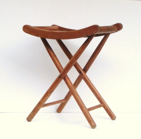 mid century wooden folding camp stool wooden stand portable