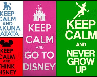 Keep Calm and Disney Iron On Transfers.... The possibilities are endless- Choose your own phrase and silhouette image!