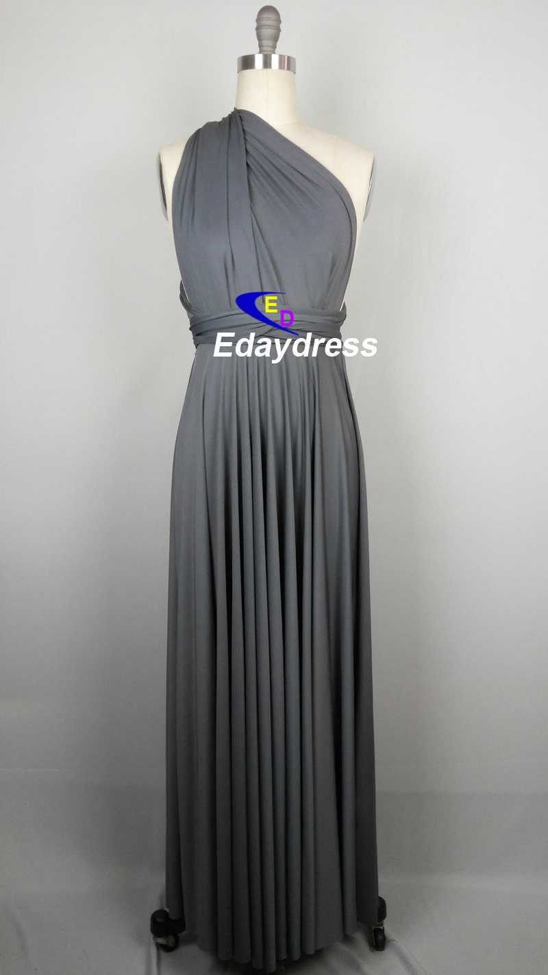 Bridesmaid Dress Dark Gray Charcoal Grey Floor by Dresslongbridal