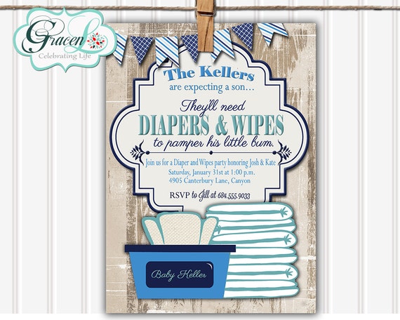 Baby Shower Invitation Diaper and Wipes Baby Shower