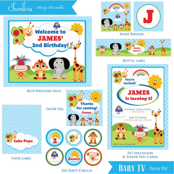 Customized Baby TV Birthday Invitation and Party Kit by Chesilou