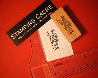 Hand carved rubber stamp - beefeater design.