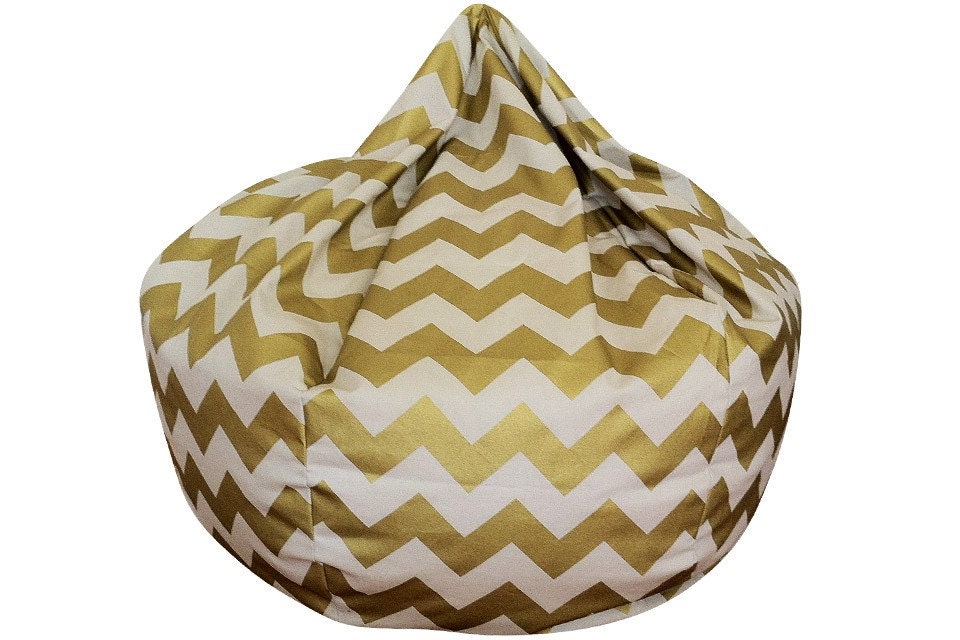 Chevron Bean Bag Chair Metallic Gold