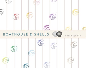 WATERCOLOR SWIRLS, Scrapbooking digital paper pack with hand drawn swirls and watercolor texture, printable, download - 24 papers - 163