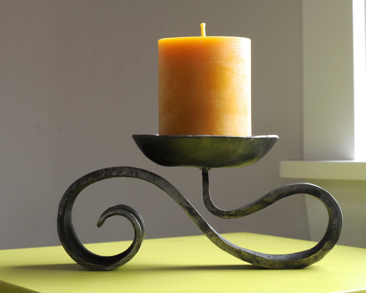 Spiral Candle Holder for a pillar candle iron wedding