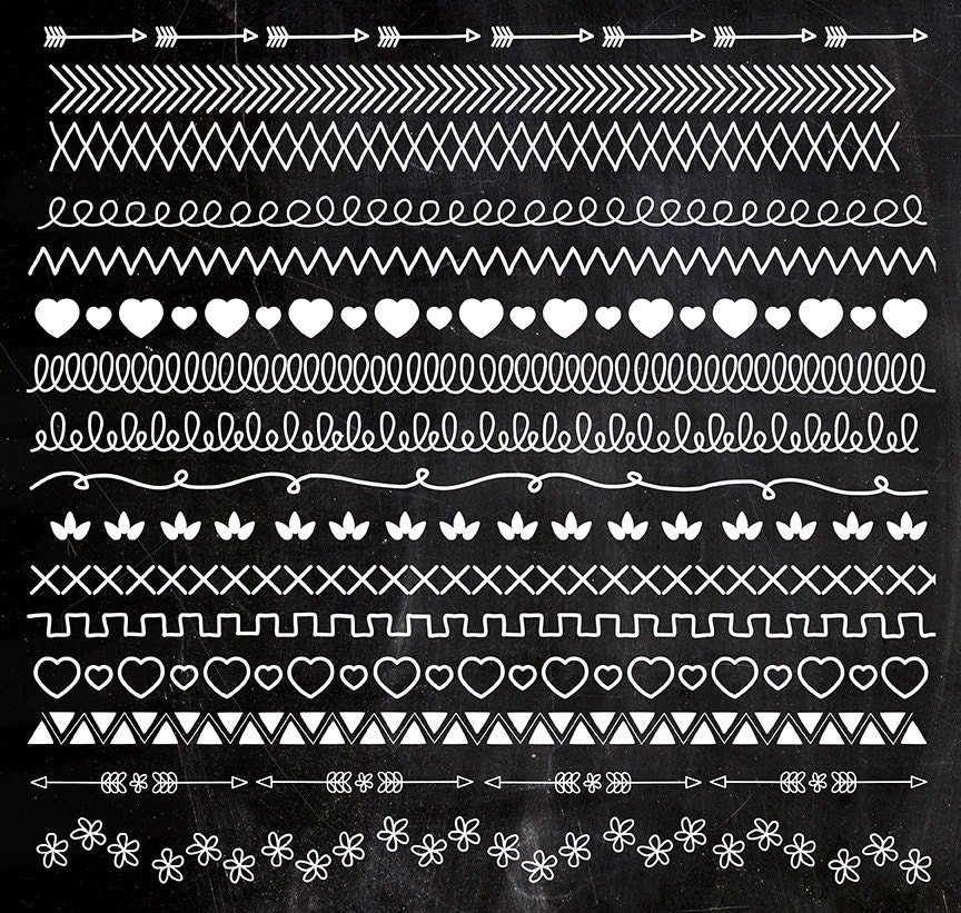 Chalkboard Doodle Borders Clipart Printable Borders White