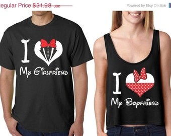 I Love My Boyfriend & Girlfriend T shirt - Boxy tank top Cartoon ...