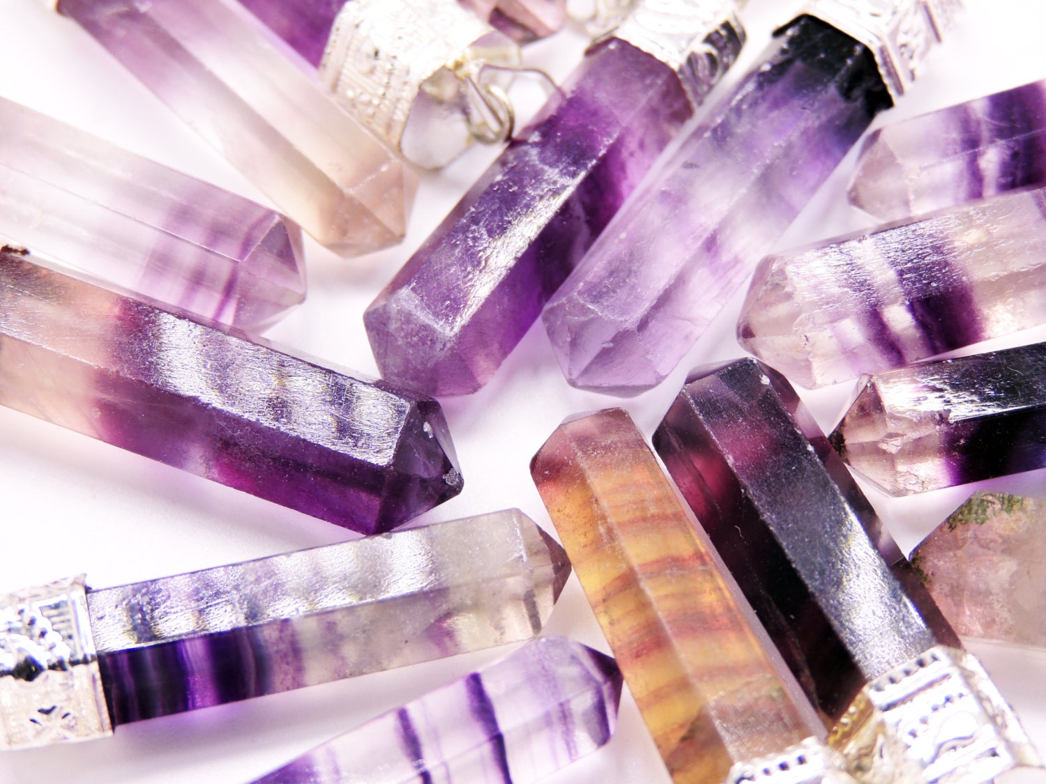 Rainbow Fluorite Crystal Jewelry Pendants B Grade by IndiaCrystals