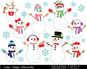 Christmas clip art : Snowman Creator Kit for personal and