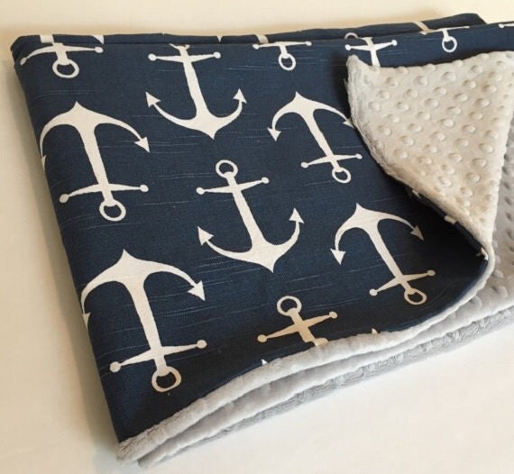 Items similar to Anchor baby blanket, minkey dot and anchor baby