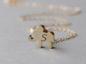 Personalized Elephant Necklace-Gift for Teens-Baby Gold Elephant-Pendant-Monogram Jewelry-Monogrammed Necklace-Children Jewelry Personalized