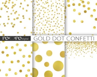 Gold dot confetti digital paper polka dots sparkle Christmas gold foil shine metallic glitter scrapbook invitation printable background