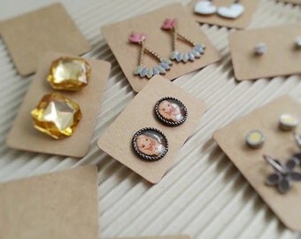 Kraft Earring card, earring card , Rectangle Earring card 6.9 x 4.1 cm - 2 holes