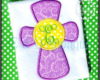 Cross Monogram Applique Design - Cross Applique Design - Easter Cross Applique - Cross Embroidery Design - Monogram Cross Applique Design