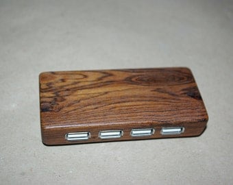 Wooden USB 2.0 3.0 hub, port replicator, Walnut, Cherry, Padauk, Sapele, Iroko, personalised engraving, Christmas present, Birthday gift
