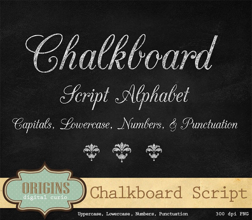 Chalkboard Script Alphabet Chalk Style Letters Numbers and