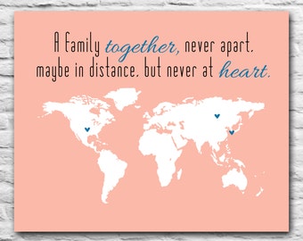 Personalized Family Print Long Distance Family Gift Print Custom World ...
