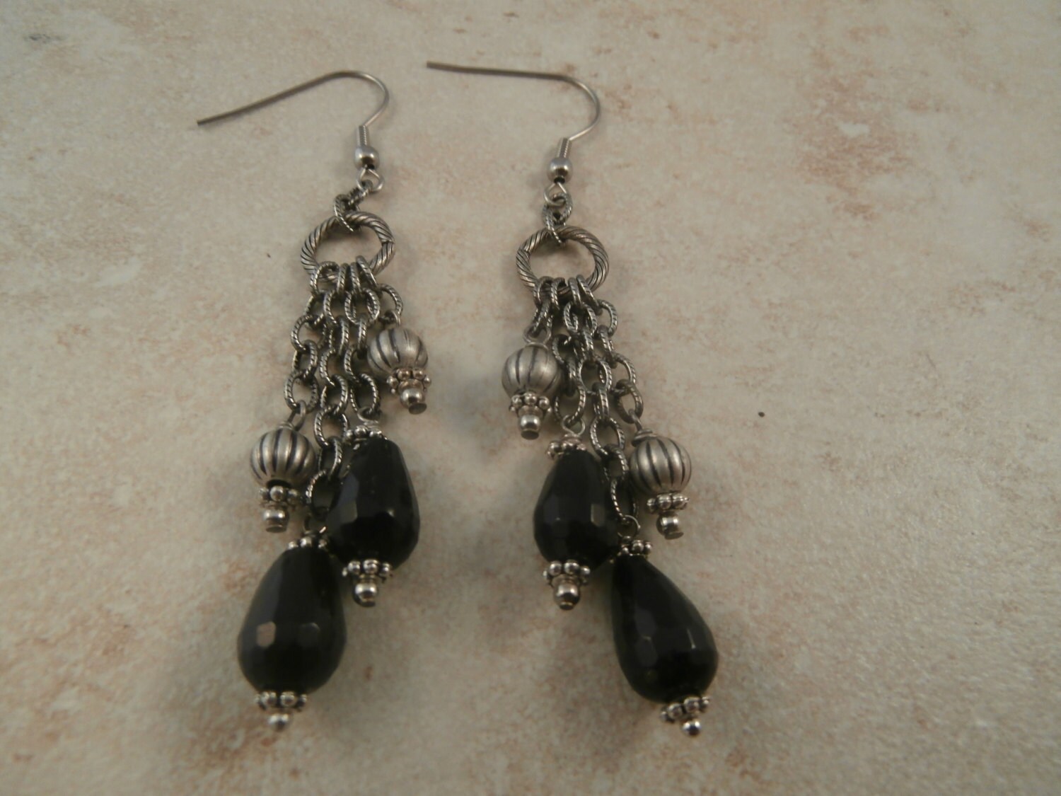 vintage silver black onyx earrings vintage silver black onyx earrings