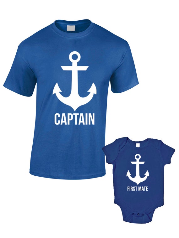 Captain and First Mate T-Shirts or Baby Grow Matching Father
