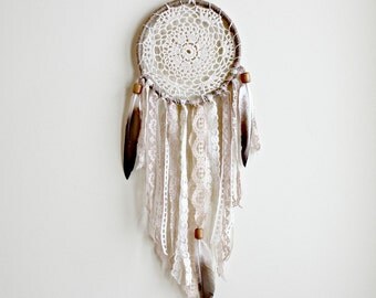 Dreamcatcher, Boho Dream Catcher, Doily Dreamcatcher,Bohemian Wall Hanging, Earth Tones,Native American,Tribal Style, Boho Chic,Boho Nursery