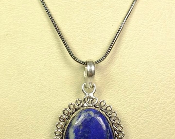 Storewide 25% Off SALE Very beautiful Lapis Blue Pendant Necklace on an 18" chain.