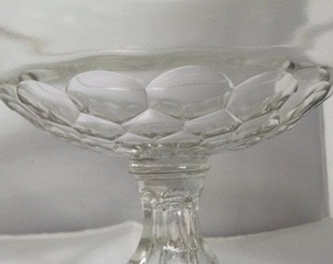 Storewide 25% Off SALE Beautiful Antique Early Americana 19th Century Patterned Glass Lidded Candy Bowl Featuring Original Acorn Finial and