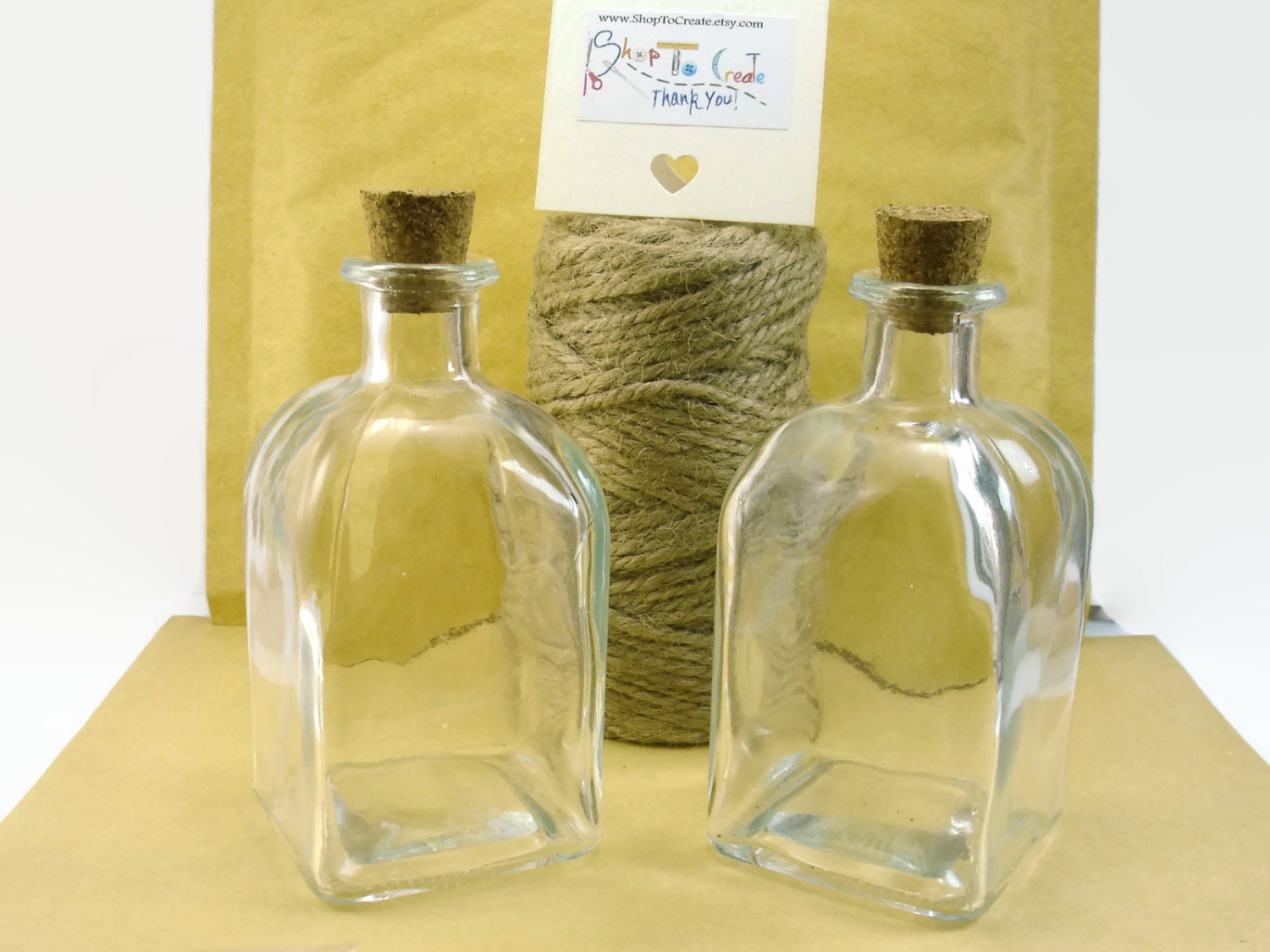 x2 Square Glass Bottle With Cork Lid 100ml Cute Glass Bottle