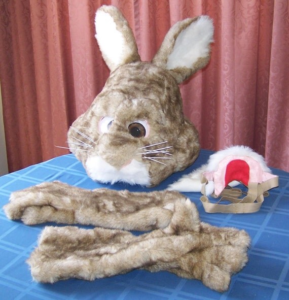 partial Rabbit fursuit Head and Hands with extra fur rabbit