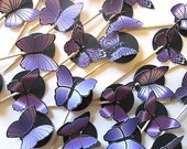 24 Pc Purple Butterfly Wedding Cupcake Picks Toppers
