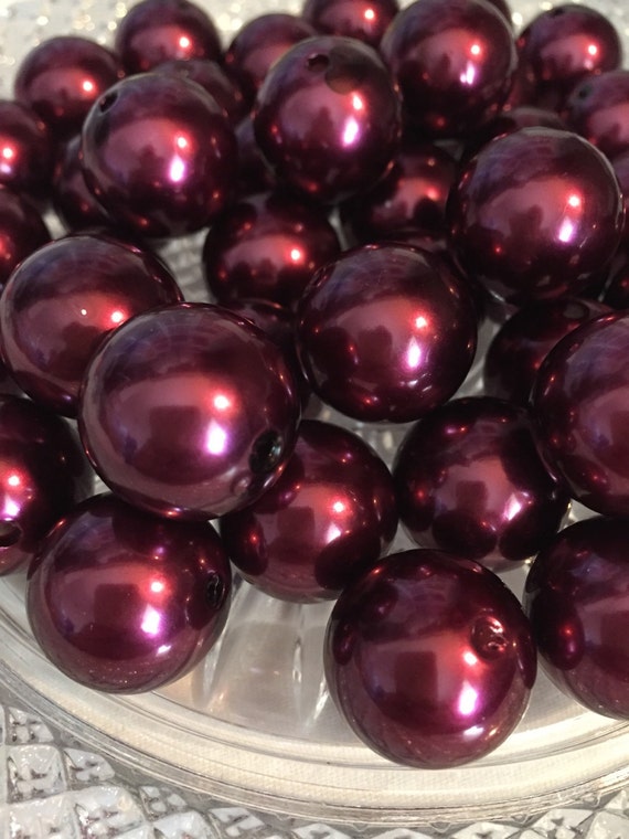 Burgundy Pearl 20mm Beads Chunky Beads 10pc Wholesale Chunky