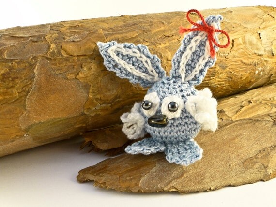 Amigurumi Crochet Rabbit with a red bow Easter Crochet Rabbit