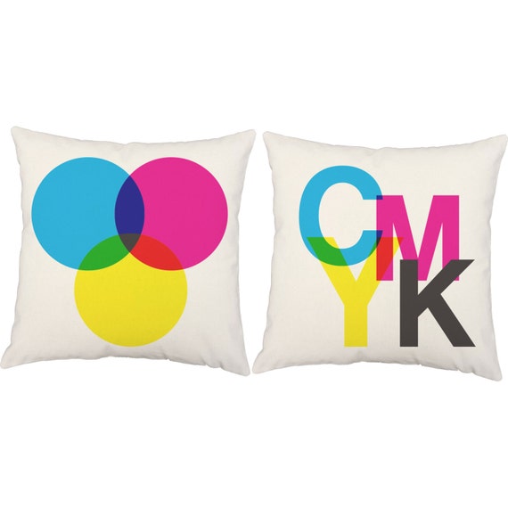 CMYK Throw Pillows - Graphic Design Pillow Covers and or Cushion Inserts - Computer Pillows ...