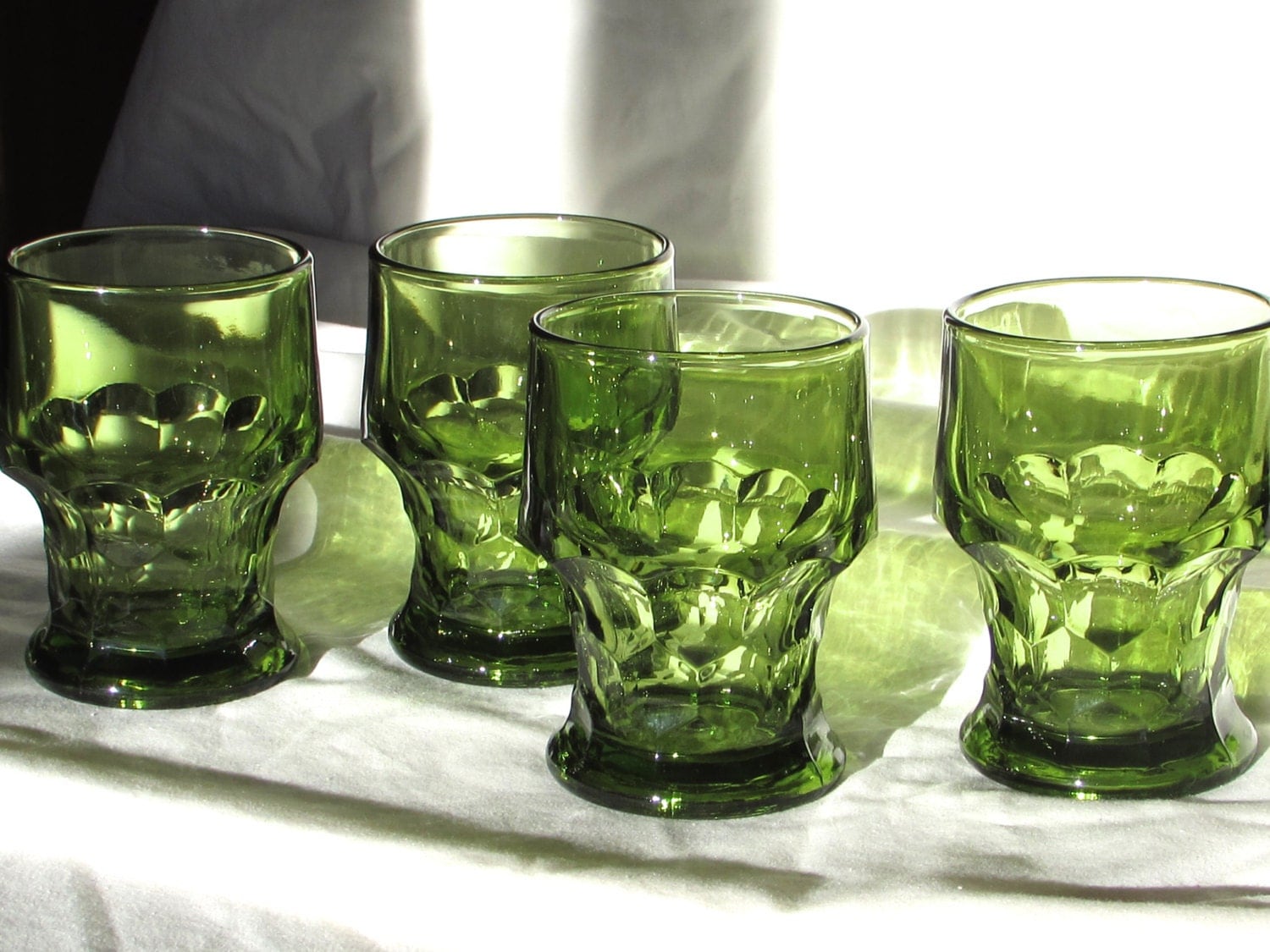 Green Drinking Glasses Set of 4 Avocado Anchor Hocking