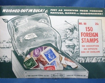 Vintage Honor-Bilt No., 80 - 150 Foreign Stamps Envelope