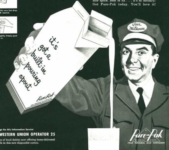 Original 1950's vintage creepy milk poster advert- paper ephemera