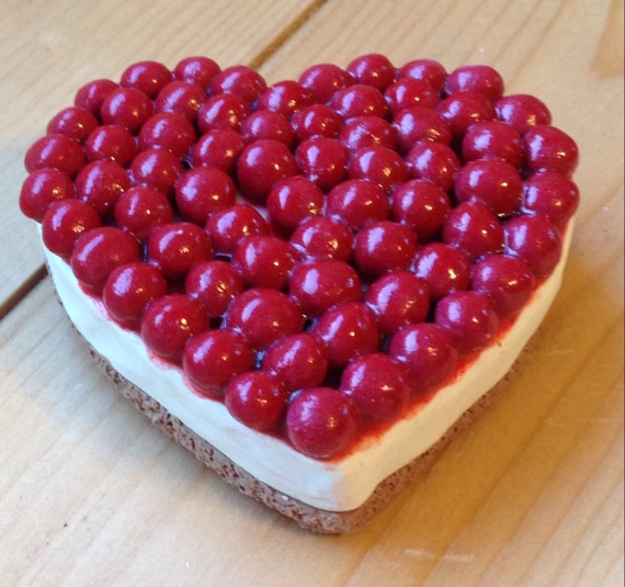 Items similar to Heartshaped cherry cheesecake! polymer clay bakery creations for 18 in dolls