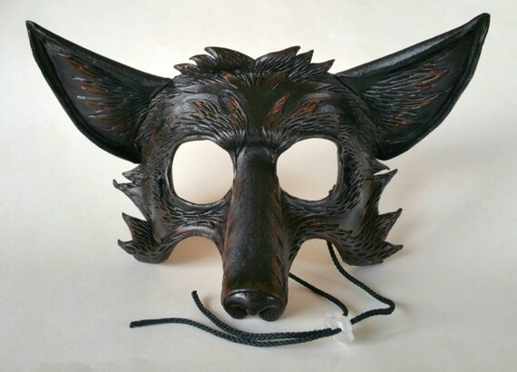 Leather Black Fox Mask Dark Fox Mask Silver Fox Mask