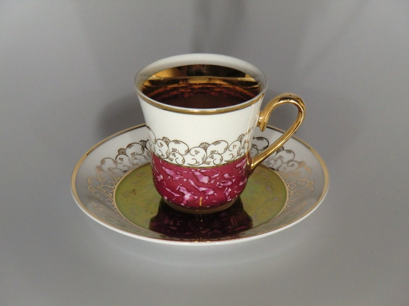 Bohemian Czech JSK Tea Cups Coffee Cups Set