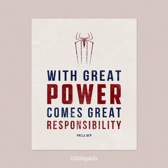 Items similar to Spiderman Uncle Ben Quote 8x10 Print on Etsy