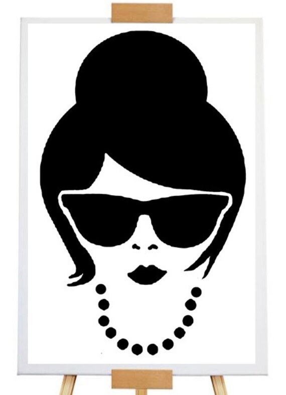 Stencil women with sunglasses A4 size