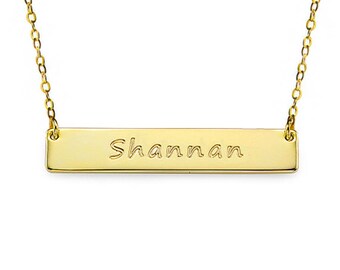 necklace engraved bar gold personalized names jesus fish
