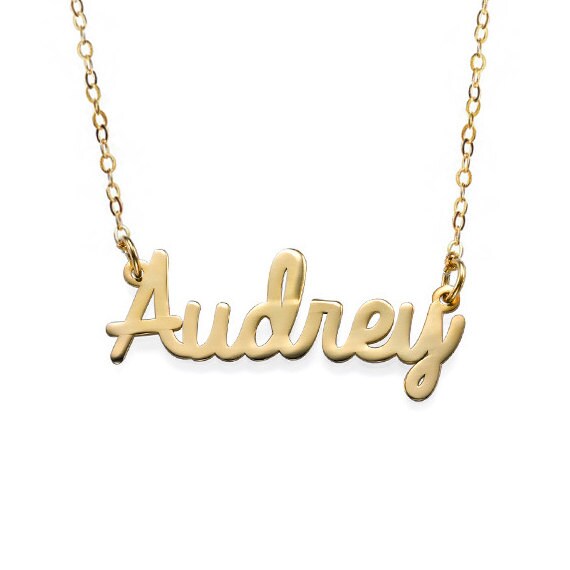 Personalized Gold Cursive Name Necklace by namenecklacesea