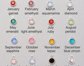 Full Set of Swarovski Channel Charms, Silver-Plated OR Gold-Plated, Crystal Birthstone Drops, Crystal Birthstone Charms, USA Seller